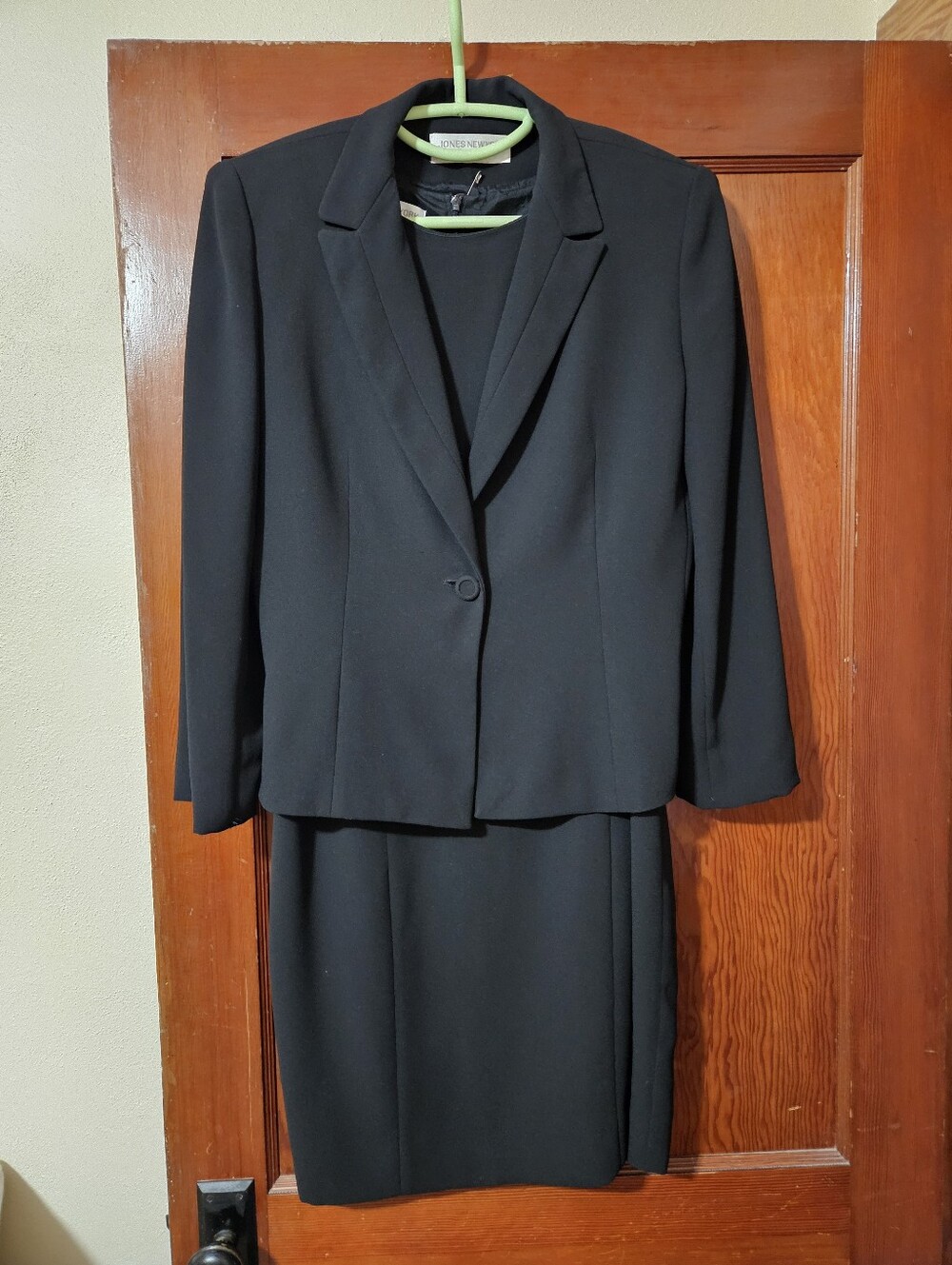 Jones New York Black Short Sleeve Dress With Long Sleeve Jacket Set EUC